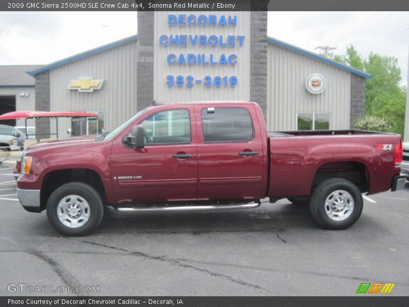 Sonoma Red Metallic / Ebony 2009 GMC Sierra 2500HD SLE Crew Cab 4x4