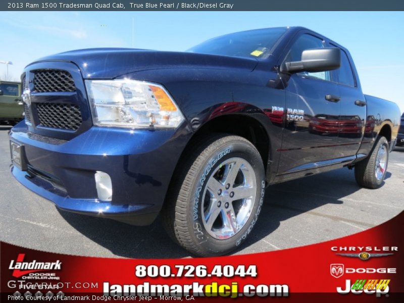 True Blue Pearl / Black/Diesel Gray 2013 Ram 1500 Tradesman Quad Cab