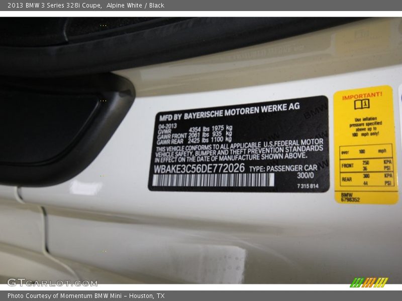 Alpine White / Black 2013 BMW 3 Series 328i Coupe