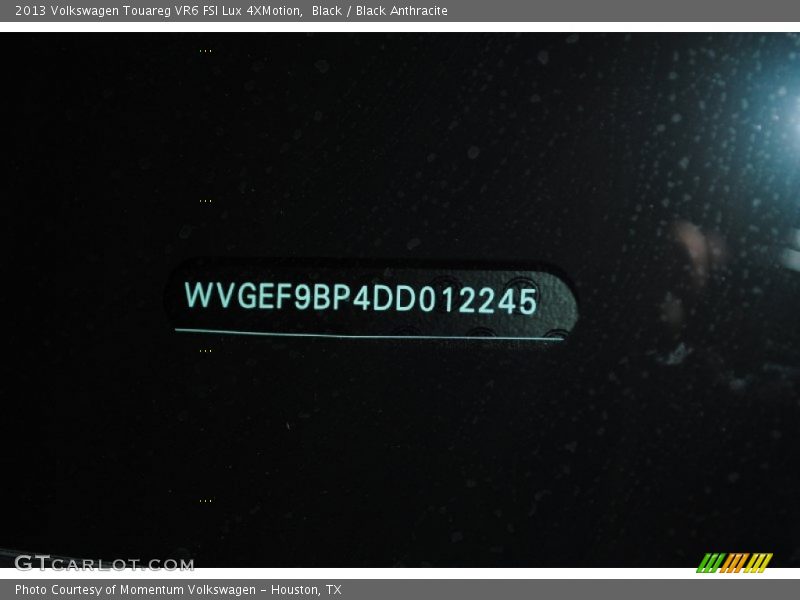 Black / Black Anthracite 2013 Volkswagen Touareg VR6 FSI Lux 4XMotion
