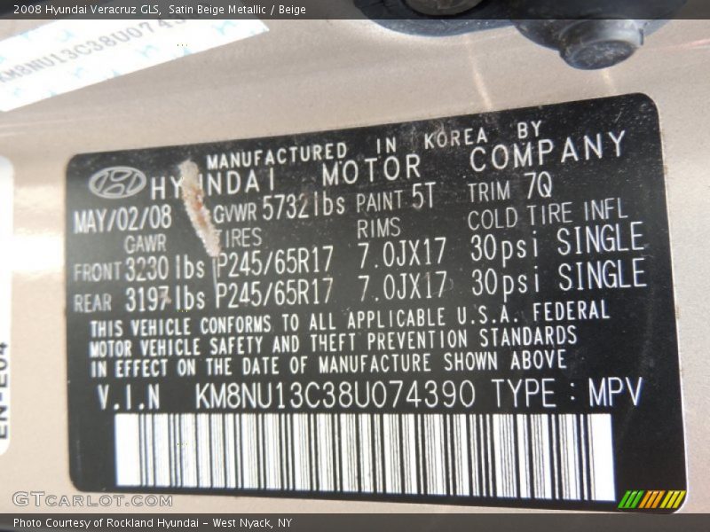 Satin Beige Metallic / Beige 2008 Hyundai Veracruz GLS