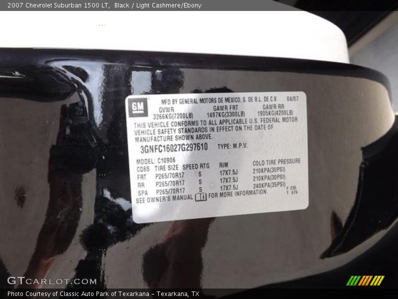 Black / Light Cashmere/Ebony 2007 Chevrolet Suburban 1500 LT