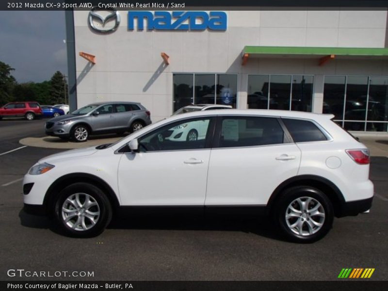 Crystal White Pearl Mica / Sand 2012 Mazda CX-9 Sport AWD
