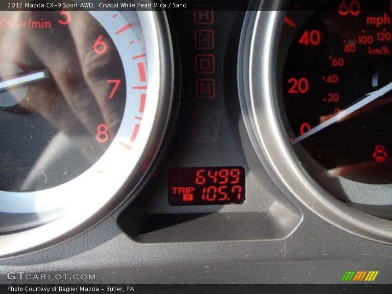 Crystal White Pearl Mica / Sand 2012 Mazda CX-9 Sport AWD