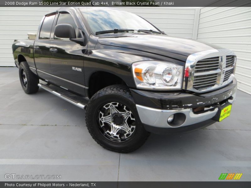 Brilliant Black Crystal Pearl / Khaki 2008 Dodge Ram 1500 Lone Star Edition Quad Cab 4x4