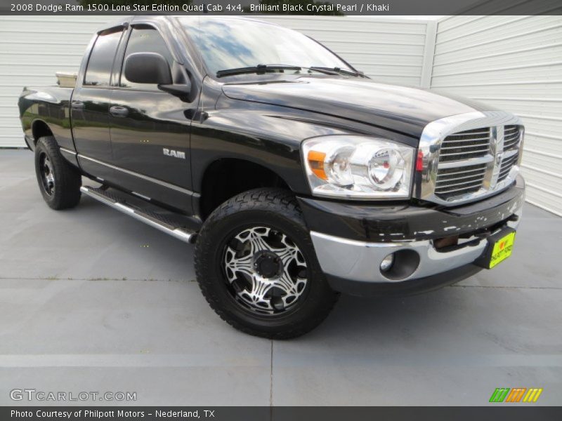 Brilliant Black Crystal Pearl / Khaki 2008 Dodge Ram 1500 Lone Star Edition Quad Cab 4x4