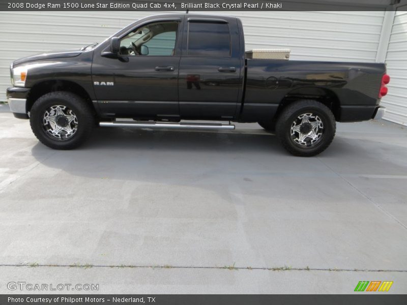Brilliant Black Crystal Pearl / Khaki 2008 Dodge Ram 1500 Lone Star Edition Quad Cab 4x4