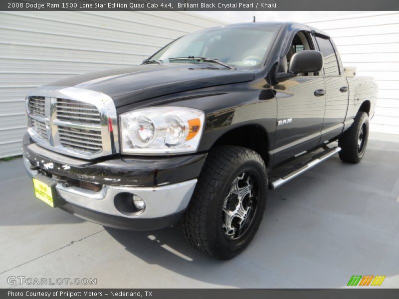 Brilliant Black Crystal Pearl / Khaki 2008 Dodge Ram 1500 Lone Star Edition Quad Cab 4x4