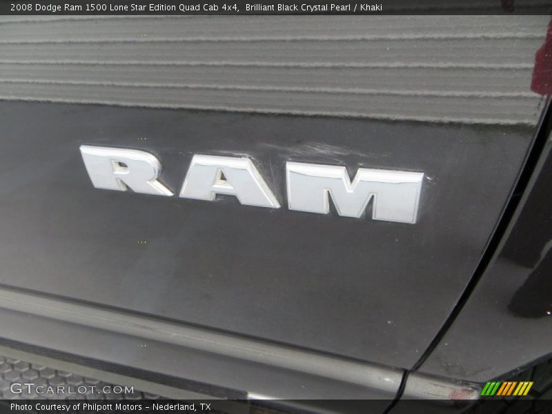 Brilliant Black Crystal Pearl / Khaki 2008 Dodge Ram 1500 Lone Star Edition Quad Cab 4x4