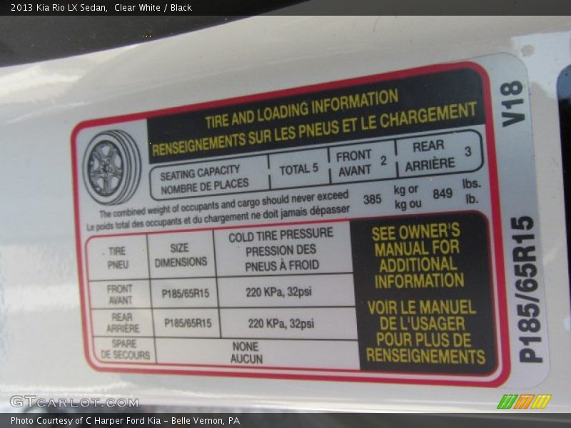 Clear White / Black 2013 Kia Rio LX Sedan