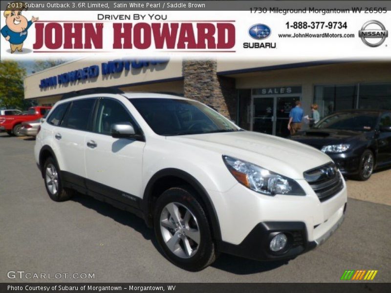 Satin White Pearl / Saddle Brown 2013 Subaru Outback 3.6R Limited