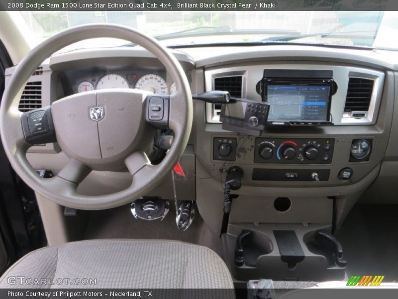 Brilliant Black Crystal Pearl / Khaki 2008 Dodge Ram 1500 Lone Star Edition Quad Cab 4x4