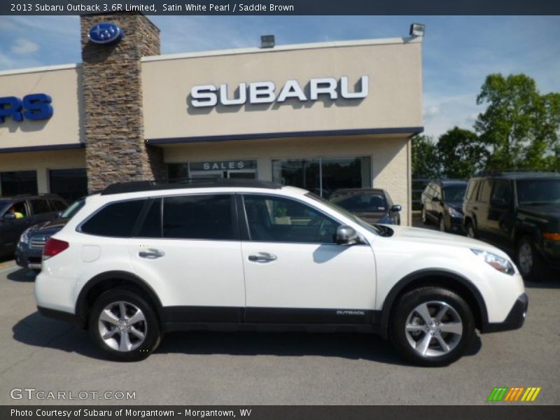 Satin White Pearl / Saddle Brown 2013 Subaru Outback 3.6R Limited