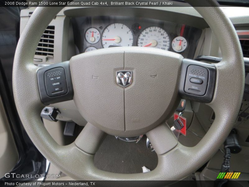 Brilliant Black Crystal Pearl / Khaki 2008 Dodge Ram 1500 Lone Star Edition Quad Cab 4x4