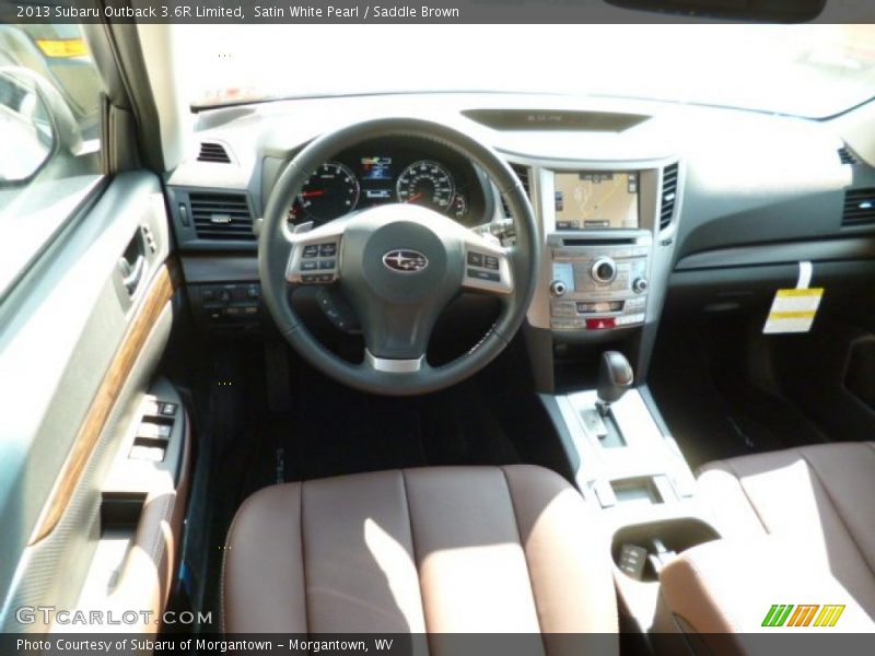 Satin White Pearl / Saddle Brown 2013 Subaru Outback 3.6R Limited