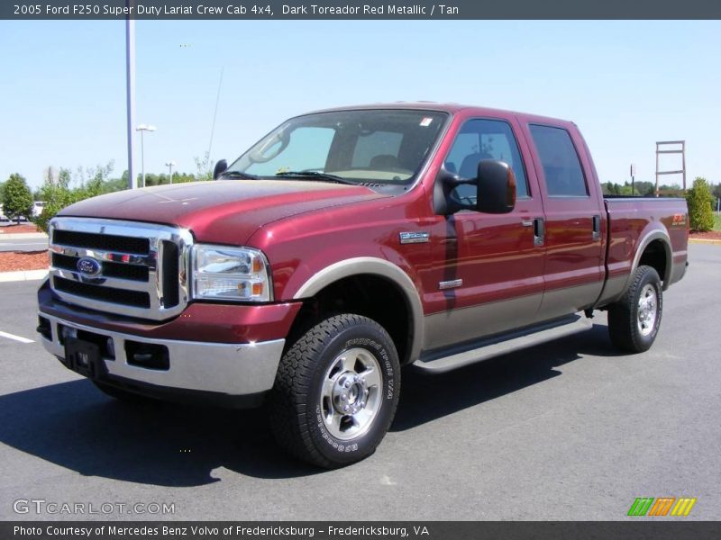 Dark Toreador Red Metallic / Tan 2005 Ford F250 Super Duty Lariat Crew Cab 4x4
