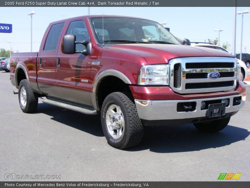 Dark Toreador Red Metallic / Tan 2005 Ford F250 Super Duty Lariat Crew Cab 4x4