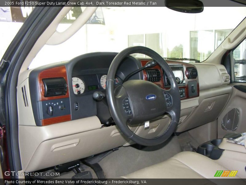 Dark Toreador Red Metallic / Tan 2005 Ford F250 Super Duty Lariat Crew Cab 4x4