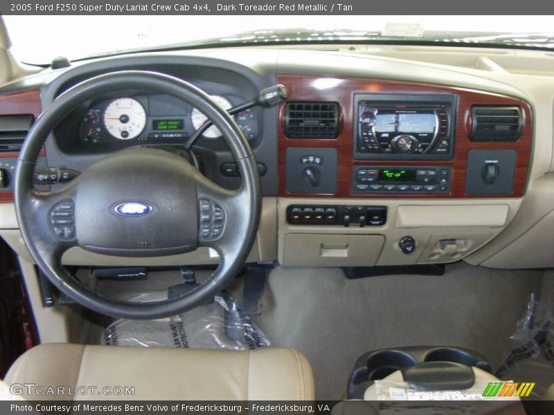 Dark Toreador Red Metallic / Tan 2005 Ford F250 Super Duty Lariat Crew Cab 4x4