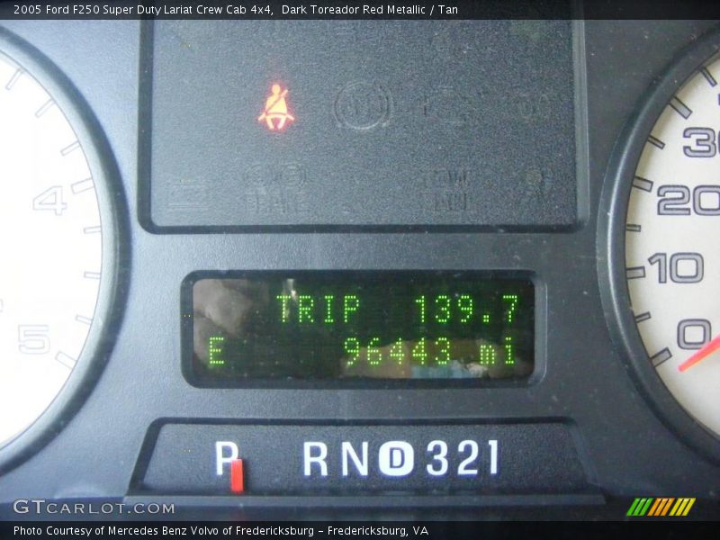 Dark Toreador Red Metallic / Tan 2005 Ford F250 Super Duty Lariat Crew Cab 4x4