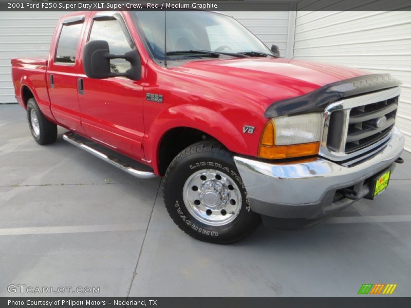 Red / Medium Graphite 2001 Ford F250 Super Duty XLT Super Crew