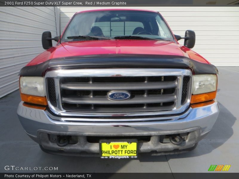 Red / Medium Graphite 2001 Ford F250 Super Duty XLT Super Crew