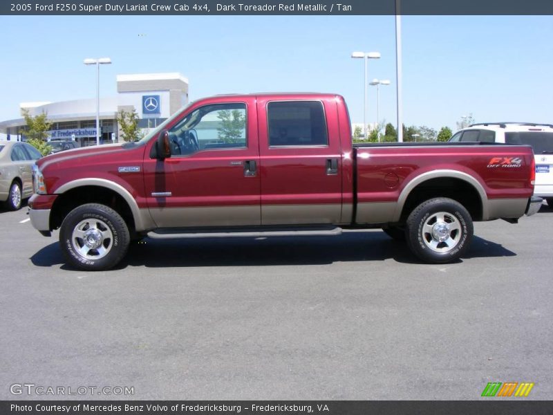 Dark Toreador Red Metallic / Tan 2005 Ford F250 Super Duty Lariat Crew Cab 4x4