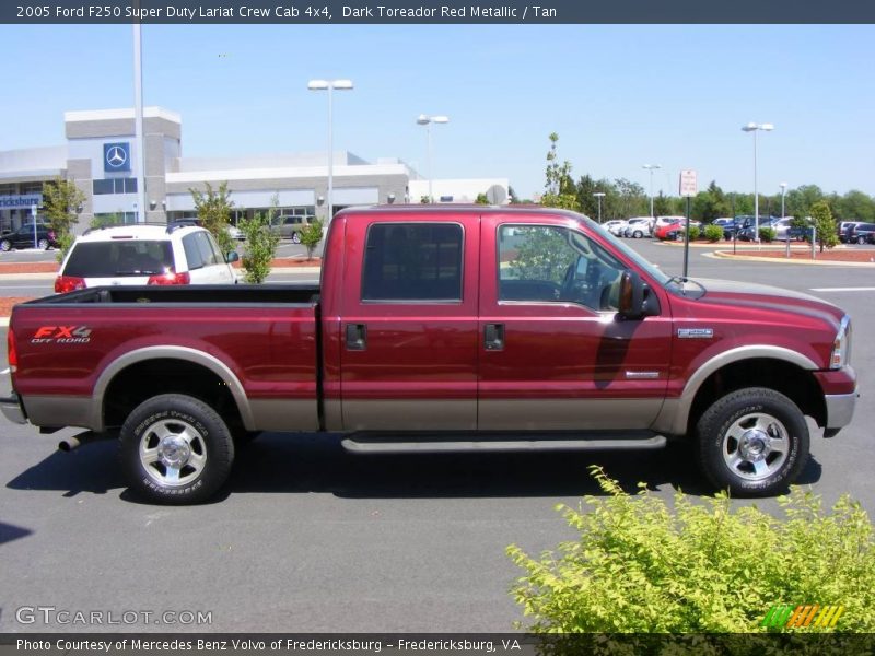 Dark Toreador Red Metallic / Tan 2005 Ford F250 Super Duty Lariat Crew Cab 4x4