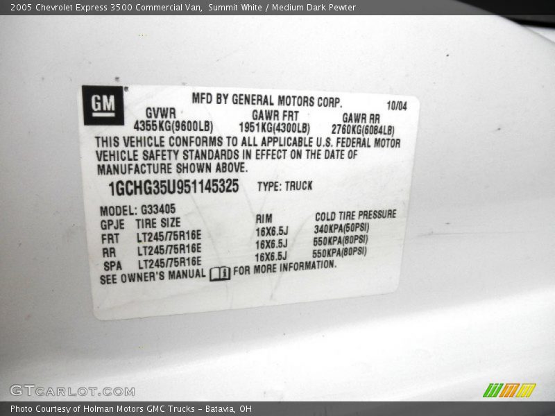 Summit White / Medium Dark Pewter 2005 Chevrolet Express 3500 Commercial Van