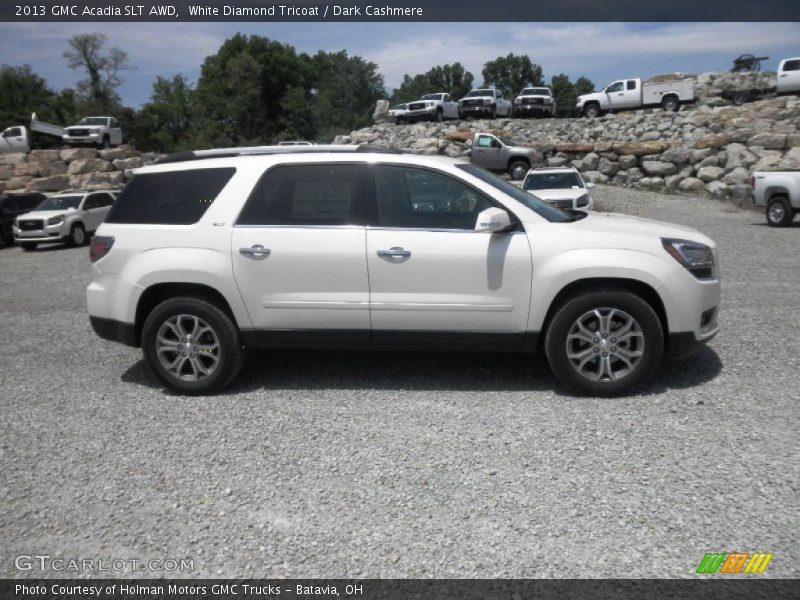 White Diamond Tricoat / Dark Cashmere 2013 GMC Acadia SLT AWD