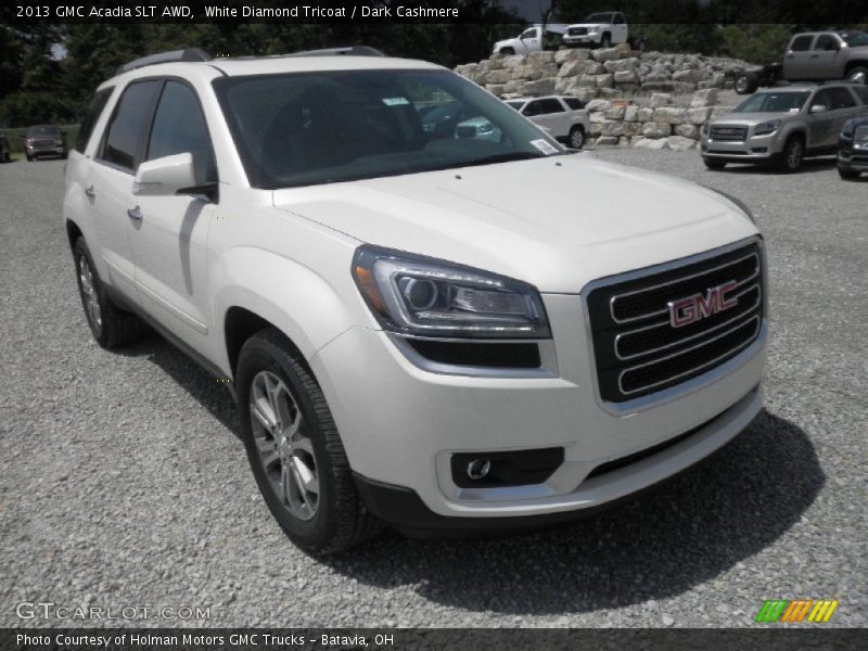 White Diamond Tricoat / Dark Cashmere 2013 GMC Acadia SLT AWD