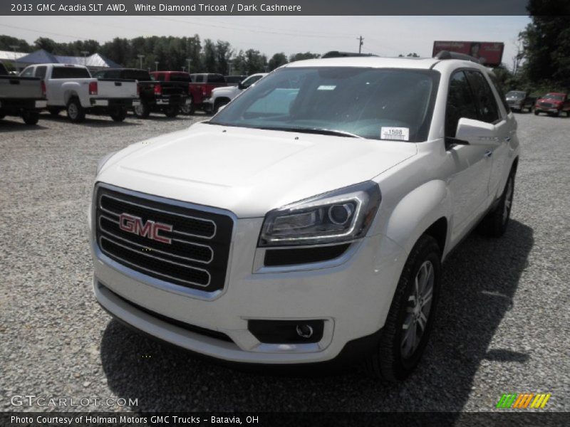 White Diamond Tricoat / Dark Cashmere 2013 GMC Acadia SLT AWD