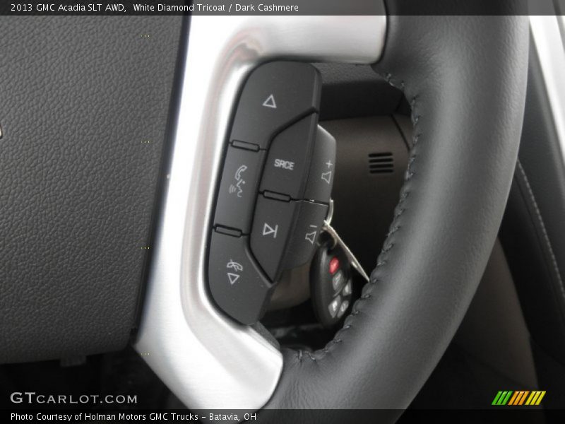 White Diamond Tricoat / Dark Cashmere 2013 GMC Acadia SLT AWD