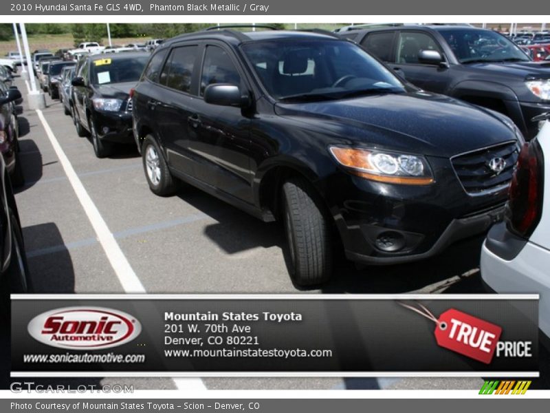 Phantom Black Metallic / Gray 2010 Hyundai Santa Fe GLS 4WD