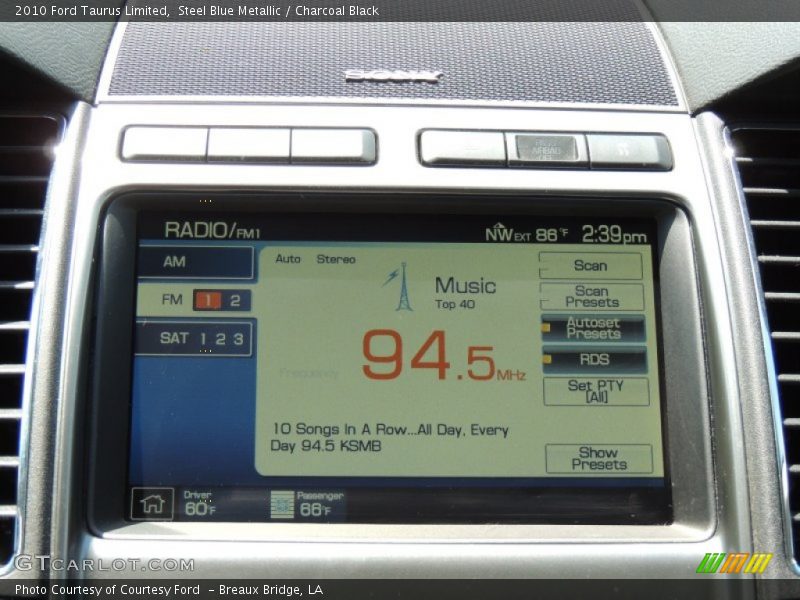 Steel Blue Metallic / Charcoal Black 2010 Ford Taurus Limited