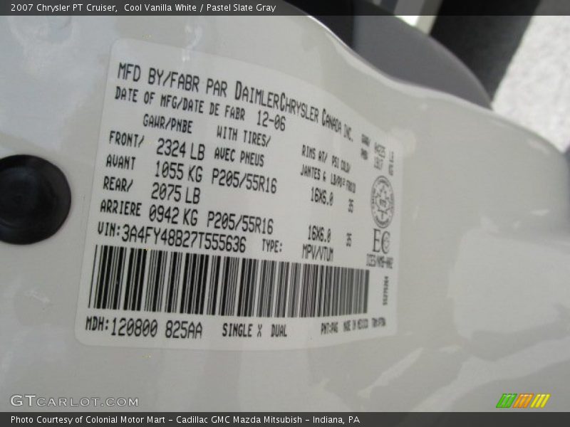 Cool Vanilla White / Pastel Slate Gray 2007 Chrysler PT Cruiser