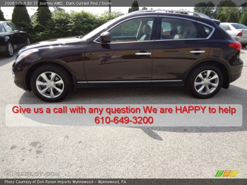 Dark Currant Red / Stone 2008 Infiniti EX 35 Journey AWD
