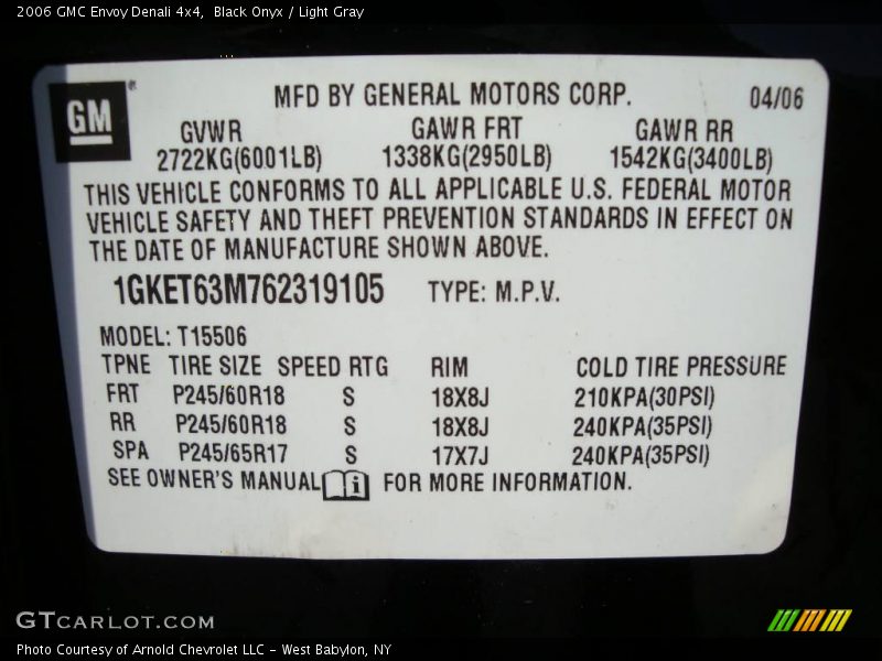 Black Onyx / Light Gray 2006 GMC Envoy Denali 4x4
