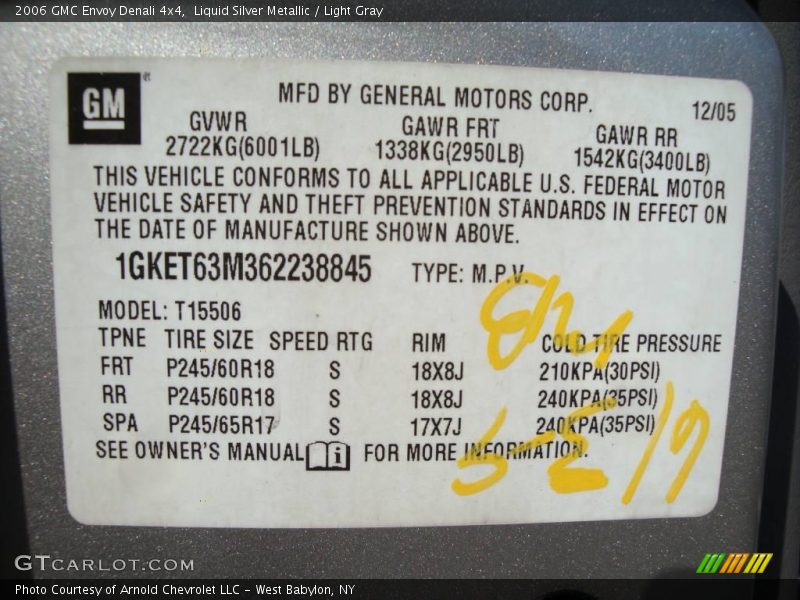 Liquid Silver Metallic / Light Gray 2006 GMC Envoy Denali 4x4