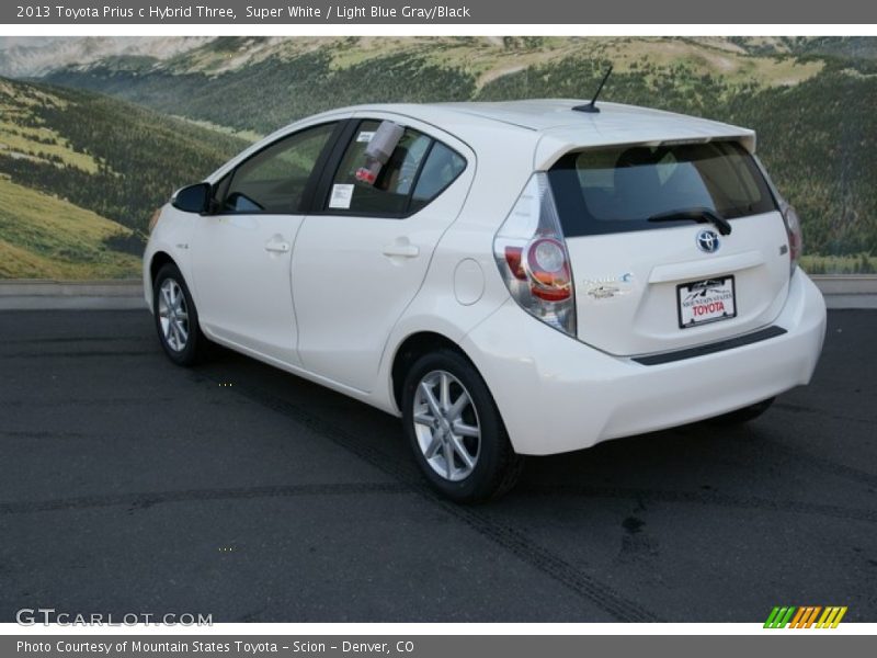 Super White / Light Blue Gray/Black 2013 Toyota Prius c Hybrid Three