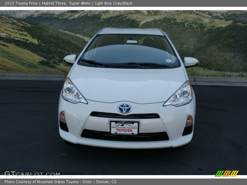 Super White / Light Blue Gray/Black 2013 Toyota Prius c Hybrid Three