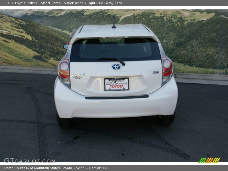 Super White / Light Blue Gray/Black 2013 Toyota Prius c Hybrid Three