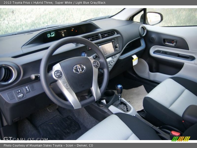 Super White / Light Blue Gray/Black 2013 Toyota Prius c Hybrid Three