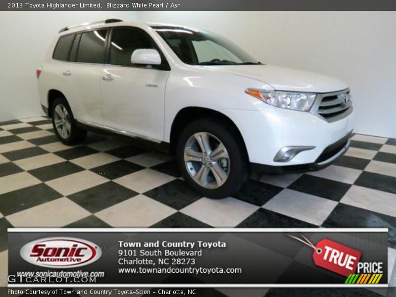 Blizzard White Pearl / Ash 2013 Toyota Highlander Limited