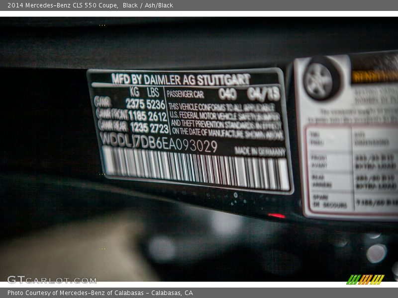 Black / Ash/Black 2014 Mercedes-Benz CLS 550 Coupe