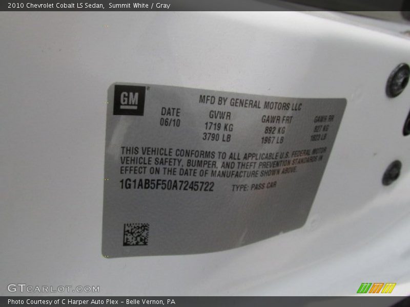 Summit White / Gray 2010 Chevrolet Cobalt LS Sedan
