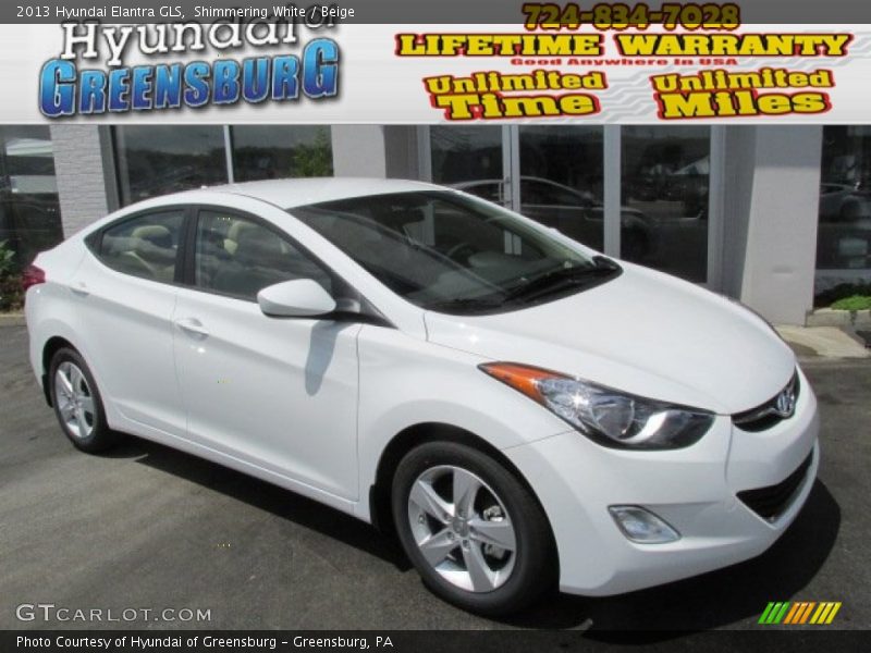 Shimmering White / Beige 2013 Hyundai Elantra GLS