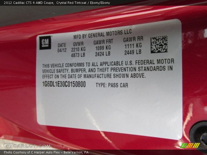 Crystal Red Tintcoat / Ebony/Ebony 2012 Cadillac CTS 4 AWD Coupe