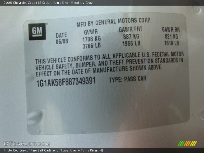 Ultra Silver Metallic / Gray 2008 Chevrolet Cobalt LS Sedan