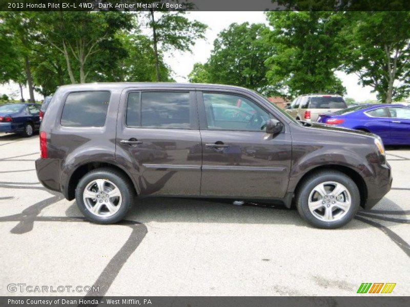 Dark Amber Metallic / Beige 2013 Honda Pilot EX-L 4WD